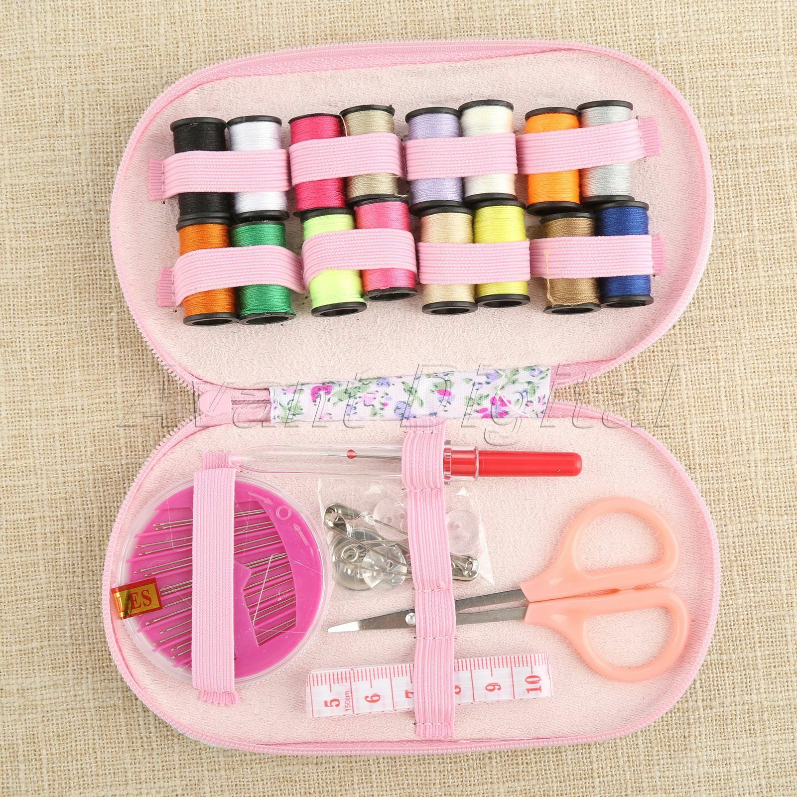 Portable Sewing Kit 16 Threads Scissor Pin With Oval Case For Travel Home Tool