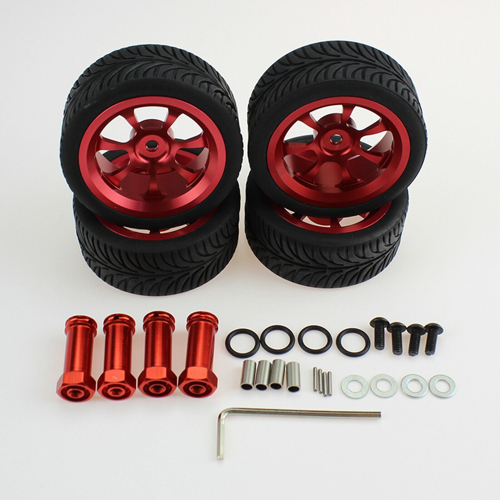 4x Upgrade Wheel Rim Wheel Hubs Tires for 1:14 Wltoys 144001 RC Car Spare Parts