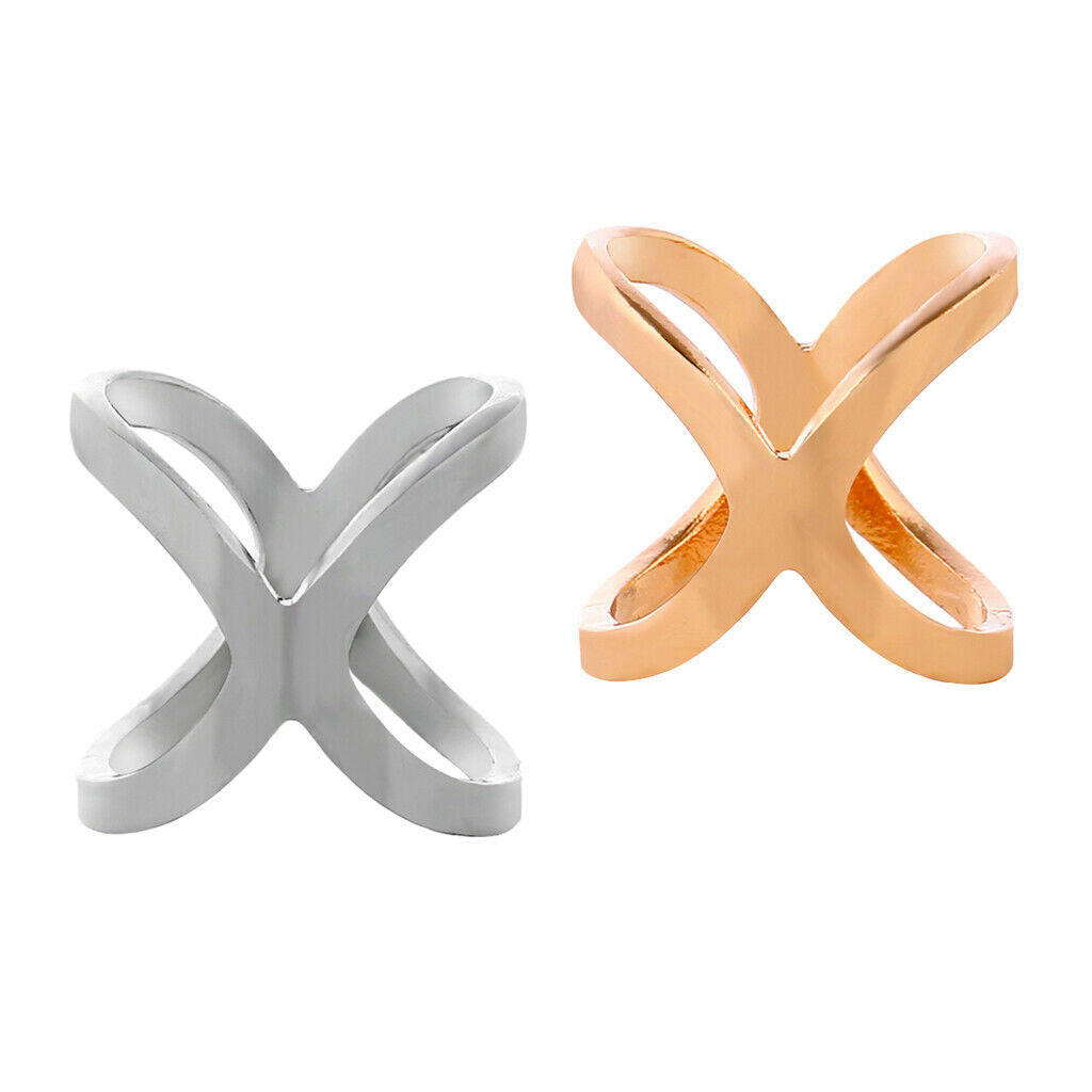 2 Pieces Lady Silk Chiffon Scarf Clip Ring Holder Wedding Party Cross Buckle