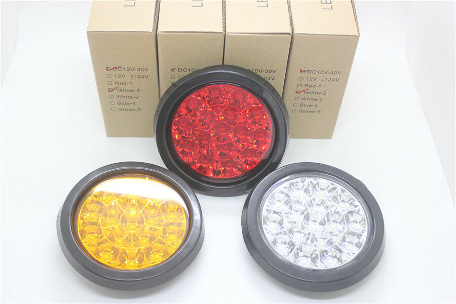 1 Pcs LED Round Clear Lens White Tail Lights Back-up Lamps for Truck Trailer RV