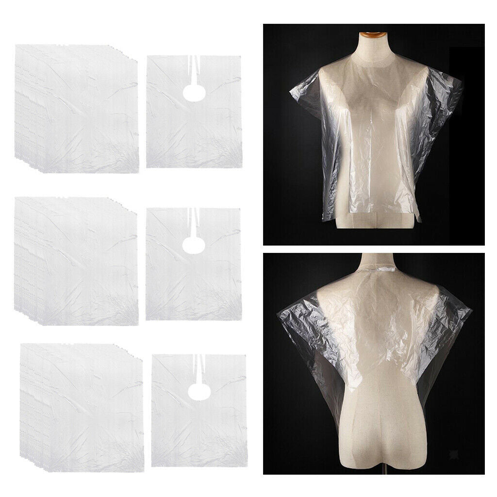 150x PE Disposable Hair Cutting Cape Salon Gown Unisex Capes Apron Gowns