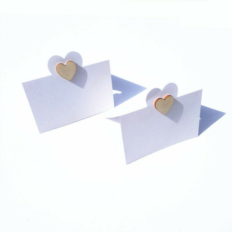 50 Pieces Country Wooden Love Heart Place Cards Table Name Number Place Cards