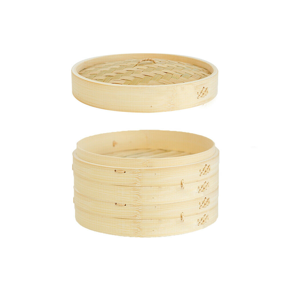 Bamboo Food Steamer Basket Case 4 Tier with Lid 3.9" Steamer Hand Woven