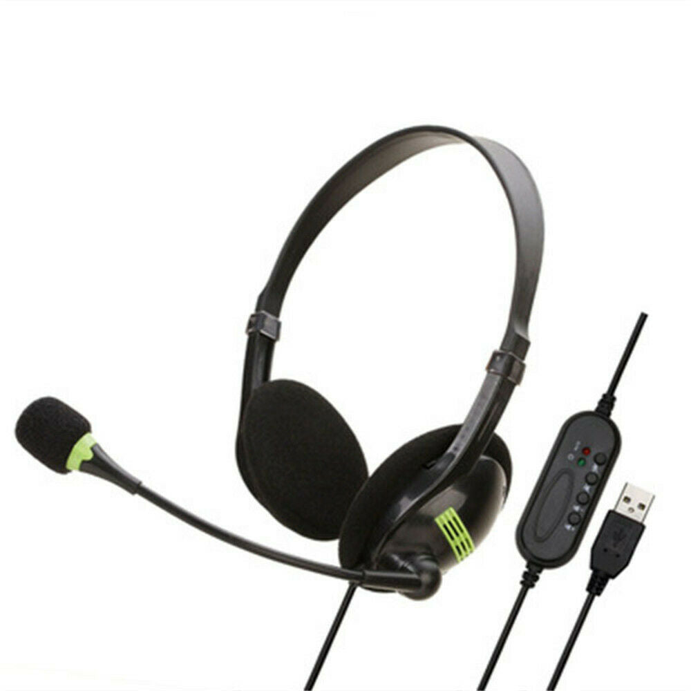 Mic USB Wired Headphones Office Headset Earphone For PC Laptop Phone Call