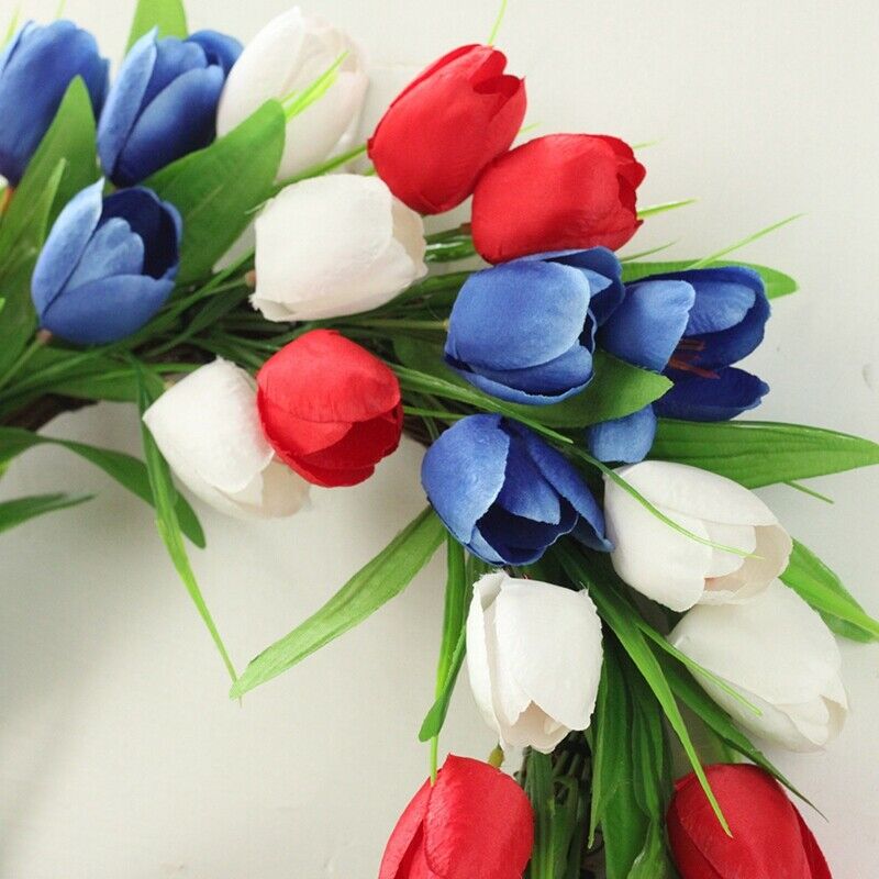 Artificial  Wreath American Independence Day Patriotic Wreath for Front DoorO1M2