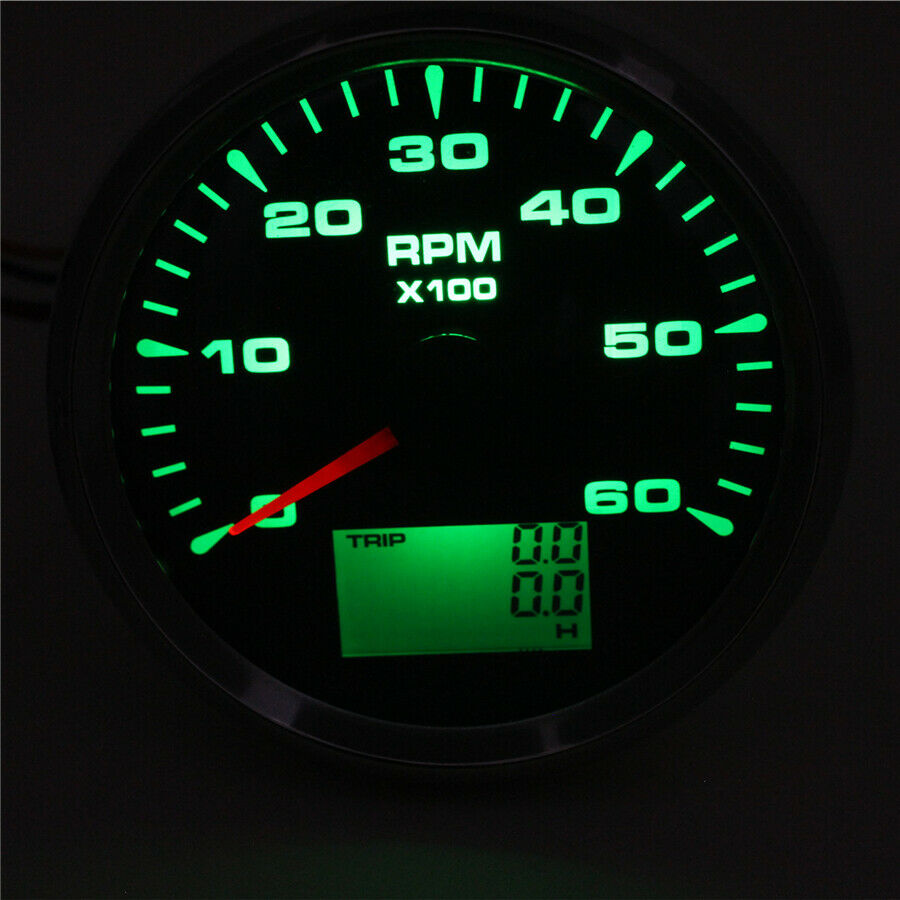 85mm Black Tachometer Car Marine Digital 6000RPM With LED Backlight Hourmeter US