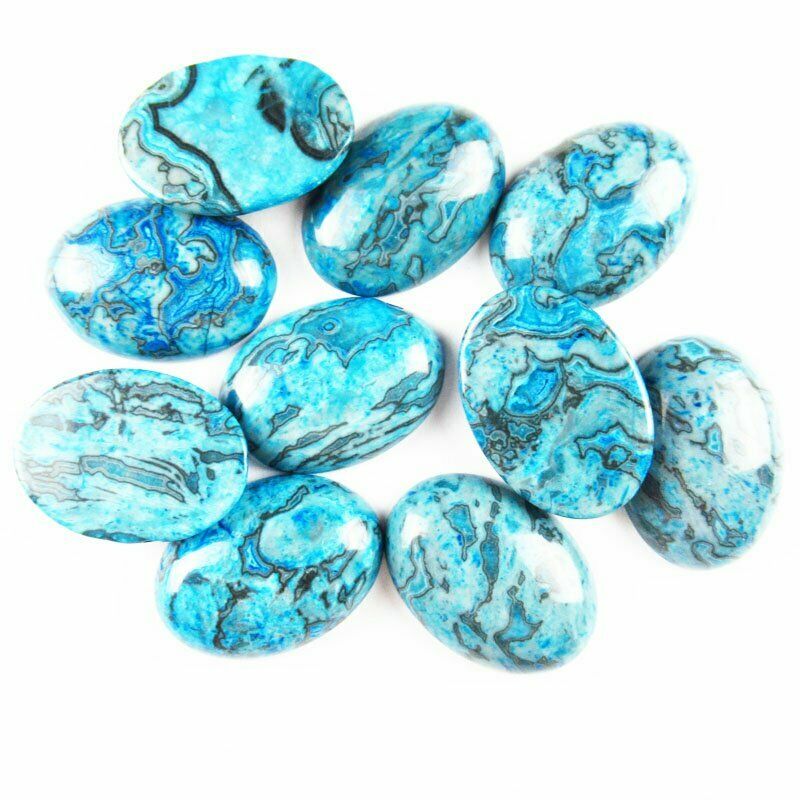 8pcs 25x18x6mm Natural Blue Crazy Lace Agate 37g Oval Cab Cabochon A-262JM