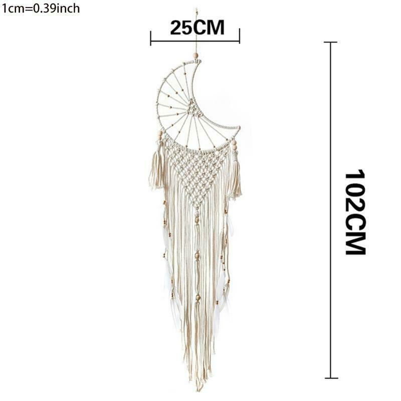 Moon Macrame Tapestry Boho Cotton Rope Woven Dream Catcher Farmhouse Wall Decor