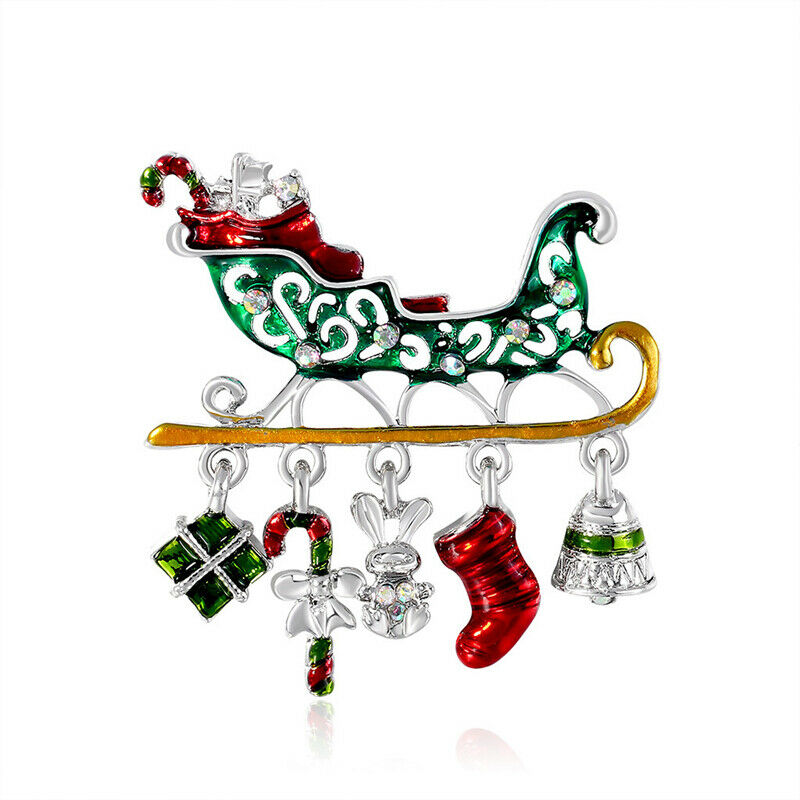 Creative Enamel Christmas Gift Car Brooches Colorful Crutch Socks Tassel PenBDA