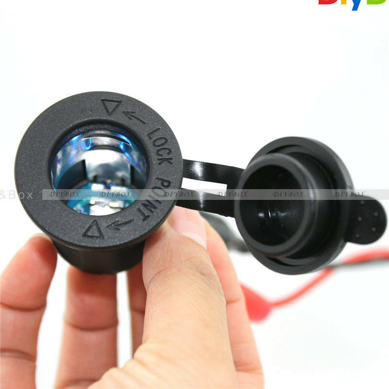 12-24V Motorcar Lighter Duct Power Supply Jack Waterproof Cover Plug 60cm Cable