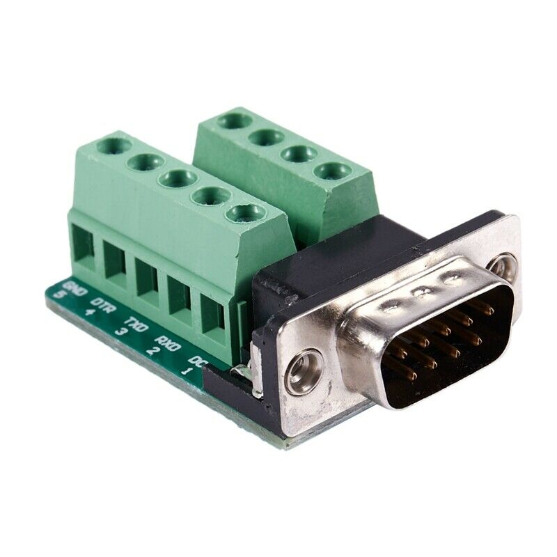 DB9 D-SUB 9 Pin Male Adapter RS232 to Terminal Connector Signal Module Green CP3