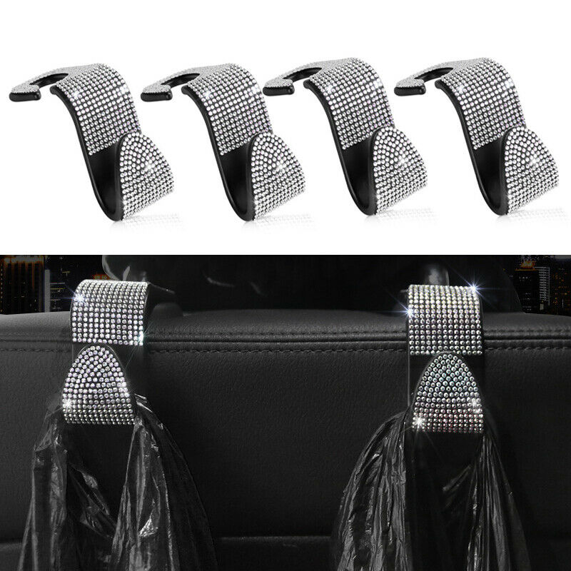 4Pc Car SUV Interior Bling Seat Back Storage Handbag Hook Headrest Hanger Holder