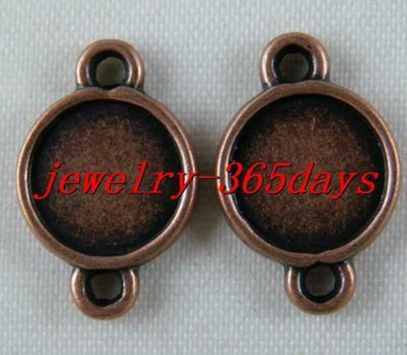 80pcs Copper Color Round Frame Connectors 16x10.5x2mm 8202
