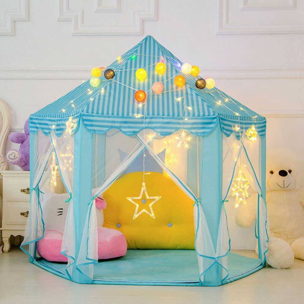 Toddler Playhouse Play Tent Hexagonal Mat Plush Kids Bedroom Floor Carpet