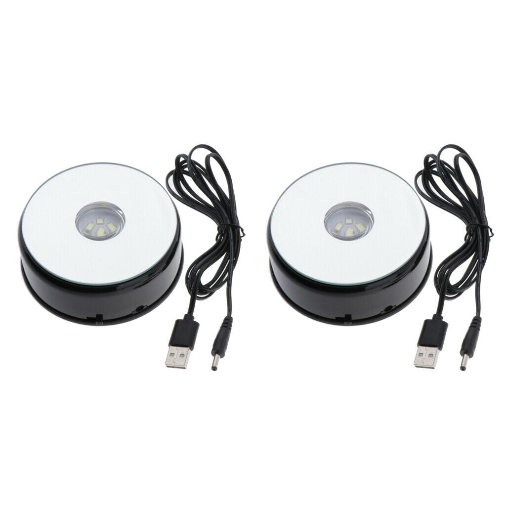 Lots 2 Rotating Display Holder w/ LED Lights for Retailers Watch Show Black