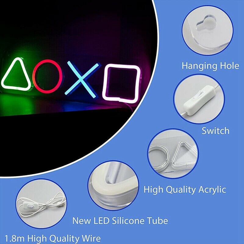 Gaming Neon Lights Signs for  Icon Bedroom Wall, USB Powered LED Neon Light foM7