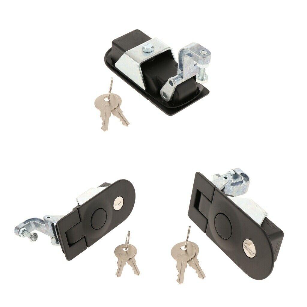 3Pcs Black Compression Latch Lock w/keys Locker Lockable For Car RV Trailer