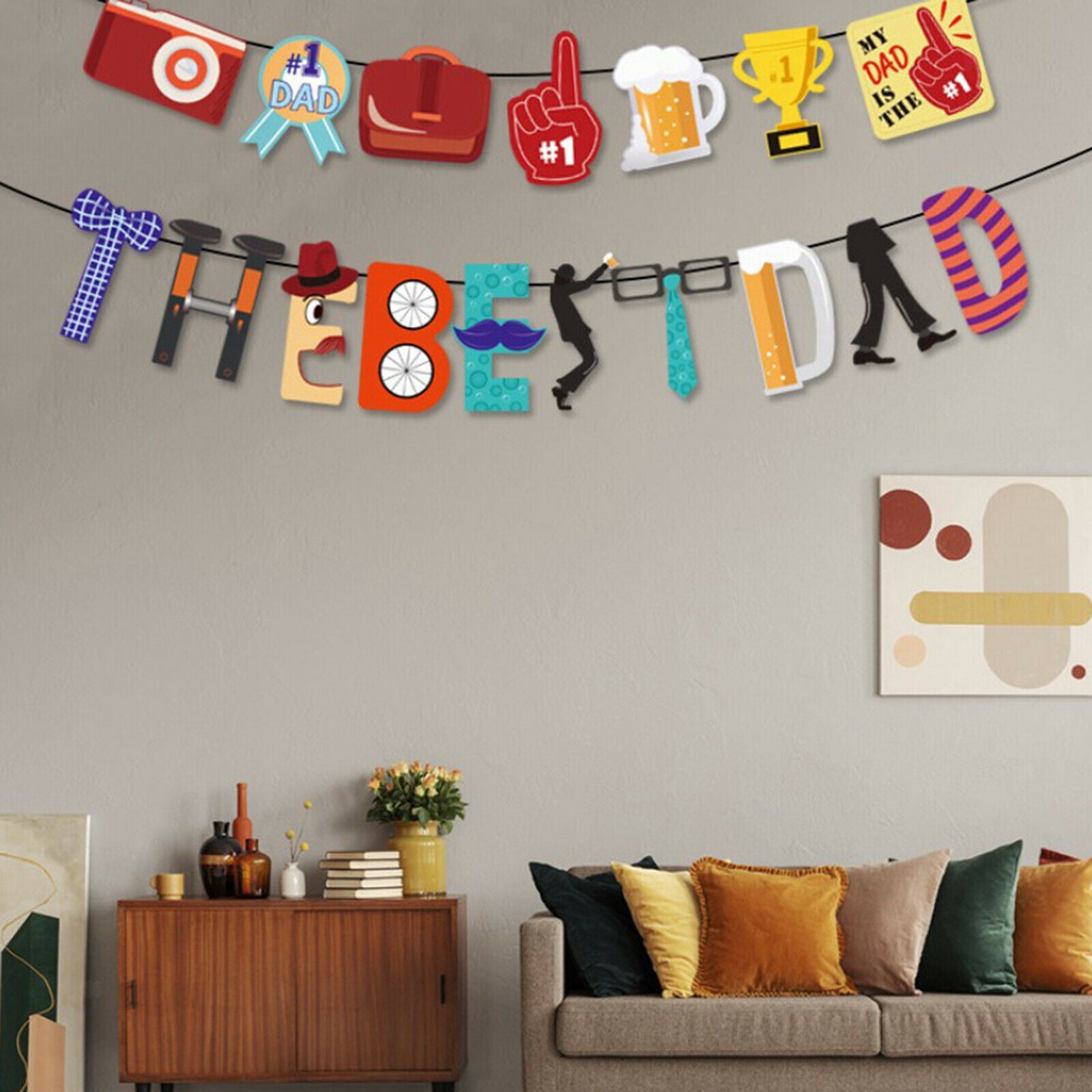 Happy Father's Day Banner Bunting Garland Retirement Events Party Decor Flag