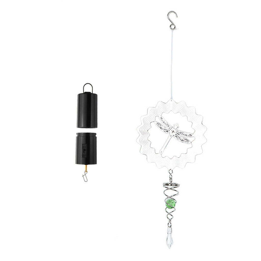 Dragonfly Stainless Steel Whirligig Revolving   Wind Spinner + Motor