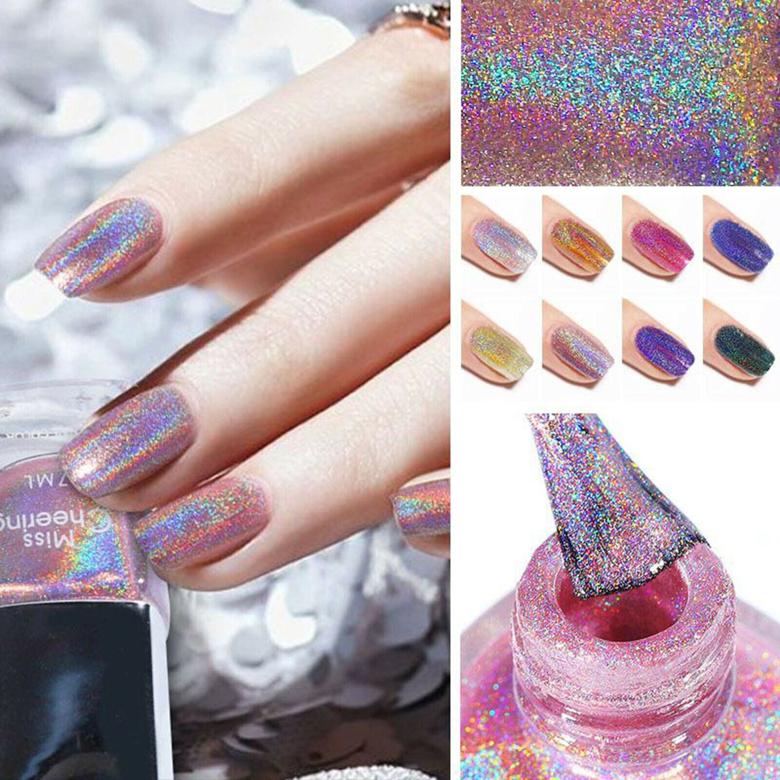 Holographic Powder Sequins Glitter Nail Art Polish Tips Decoration 7ml LS05