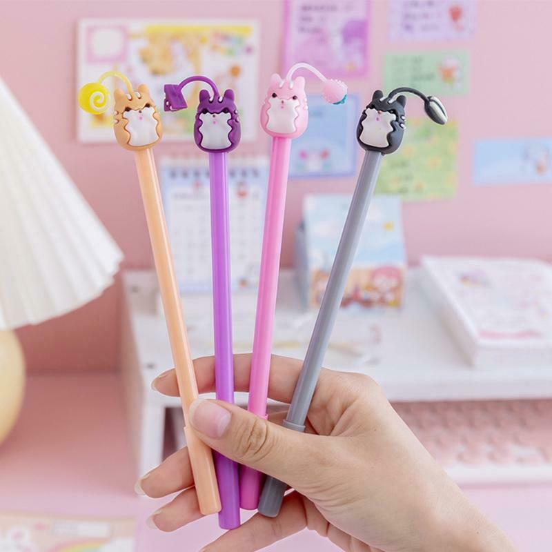 4pcs Cartoon Black Gel Ink Pen Signature Pen Sets for Students Scrapbook Lovers