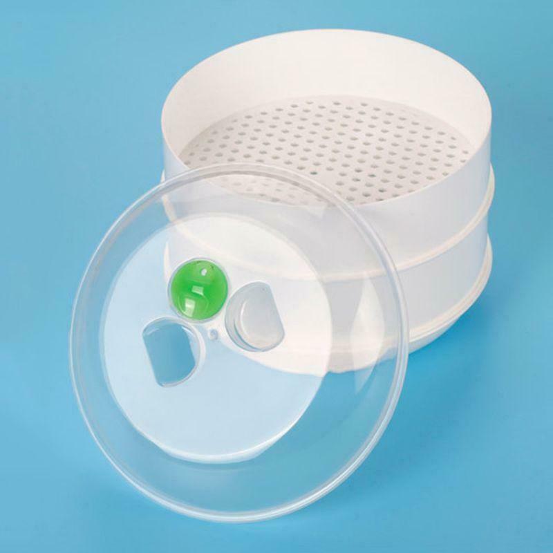 Double plastic steamer microwave oven round steamer