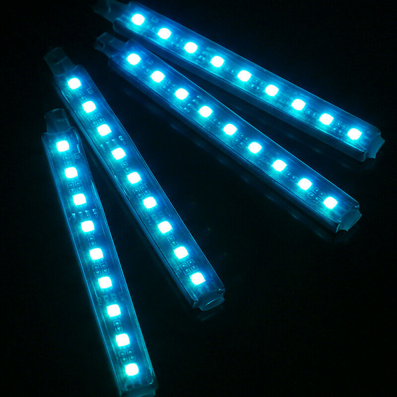 4PCS 9LEDs Strip Colorful Light Waterproof Remote Control For Car Auto Truck