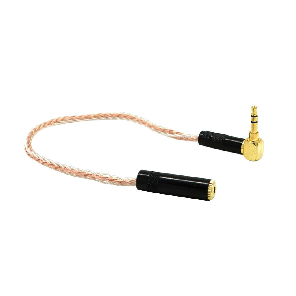 20cm Elbow 3.5mm Male to Female Stereo Extension Audio Adapter Cable clear