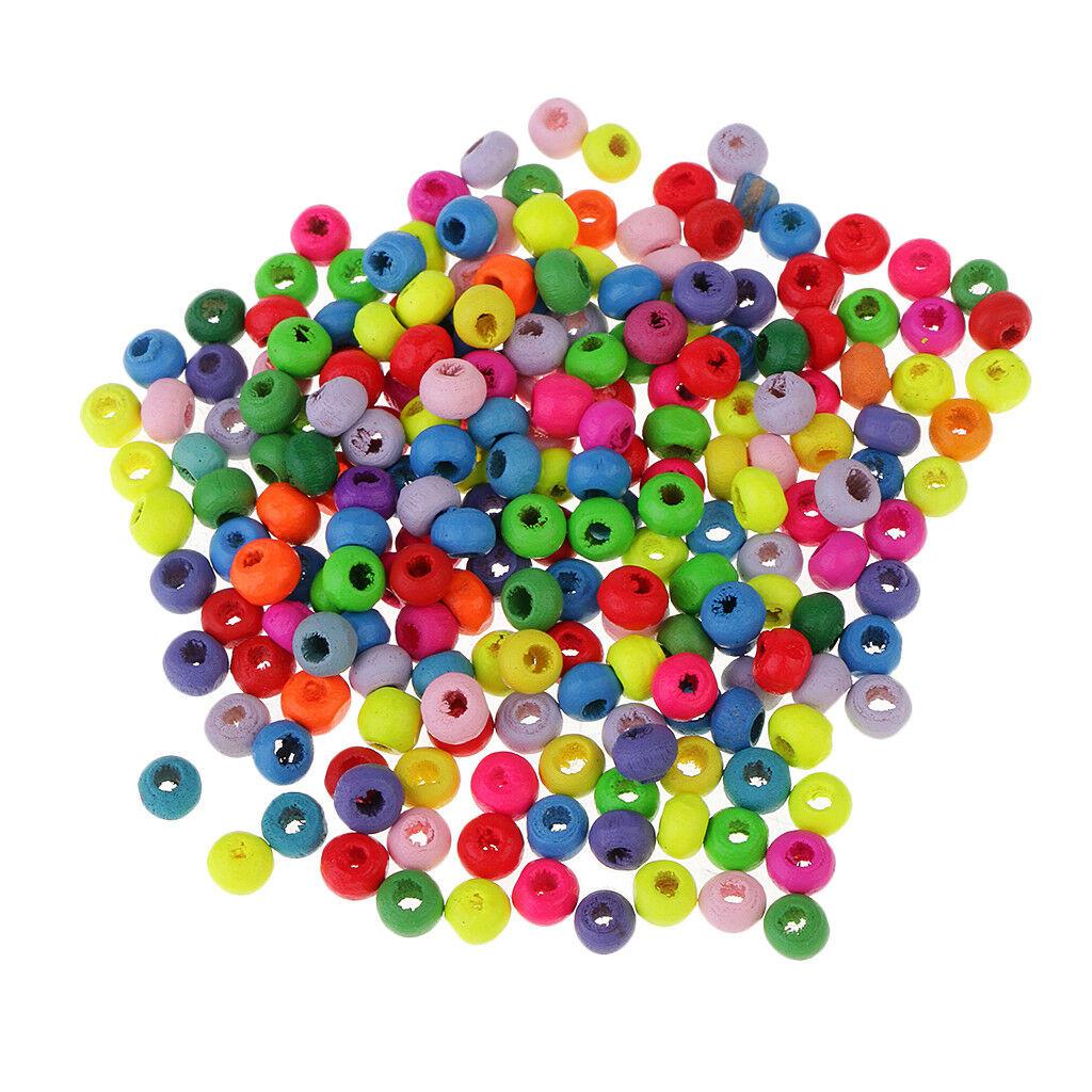 200 x Mixed Natural Wooden Beads European Beads For Kids DIY Jewelry Making