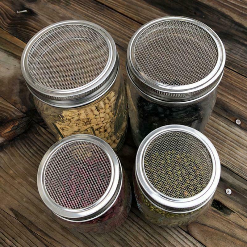 Sprouting Jar with Stainless Steel Screen Lid Wide Mouth Quart Mason Sprouter