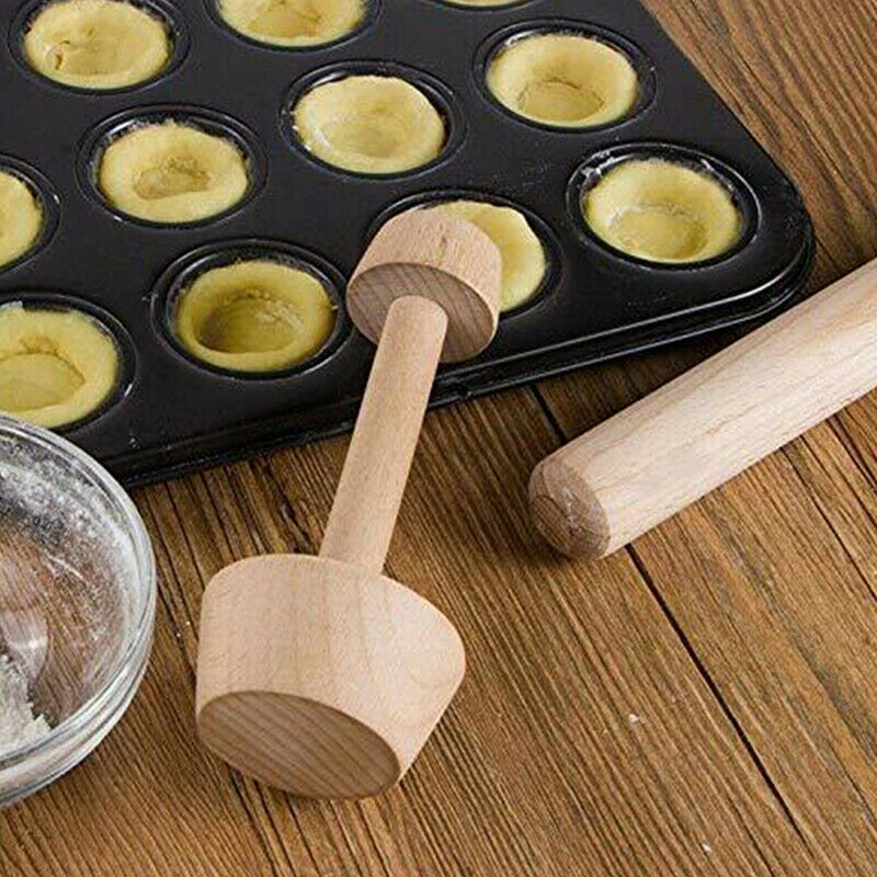 Egg Tart-Tamper Eggtart Mold Double Side Wooden Pastry Pusher DIY Baking .l8