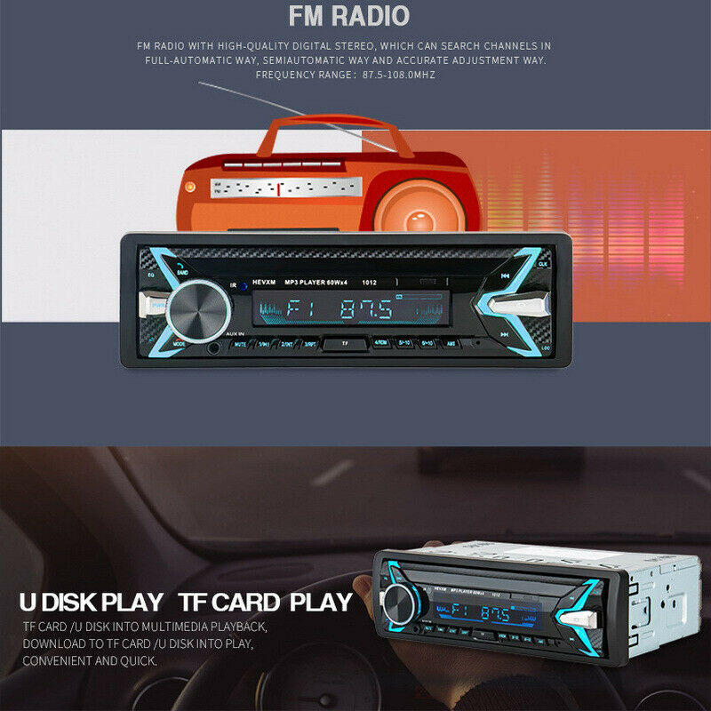 Single Din Car Stereo Bluetooth Radio Audio MP3 Player Media Device In-Dash Unit