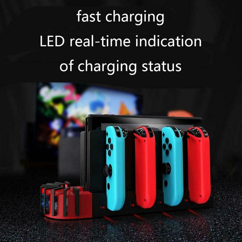 Charger Dock Station with 9 Game Cards Storage Compatible with Switch Joy Cons