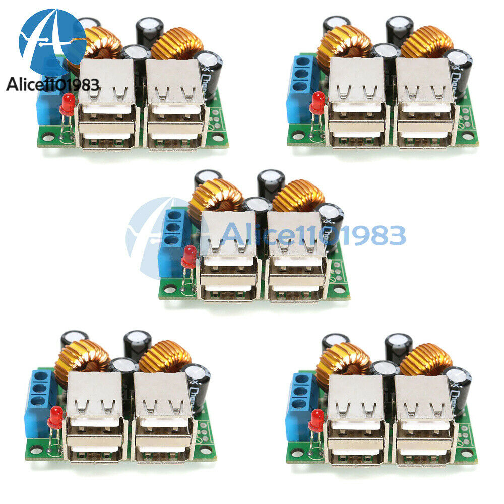 5PCS 4-USB Port Step-down Power Supply Converter Board DC 12V 24V 40V to 5V 5A