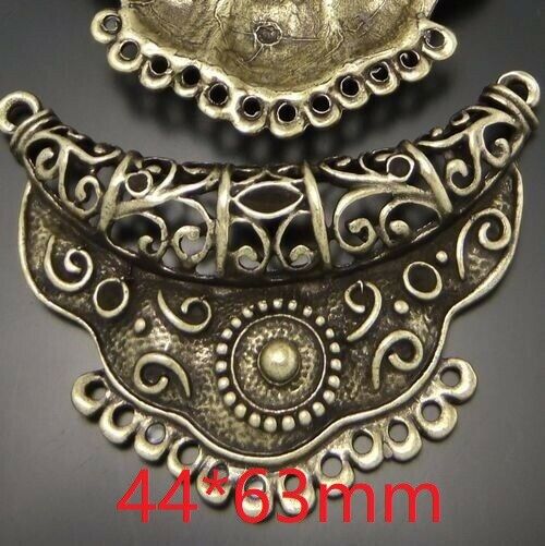 3 pcs Antiqued Bronze Floral Collar Charm Alloy For Pendant Jewelry DIY 63x44mm