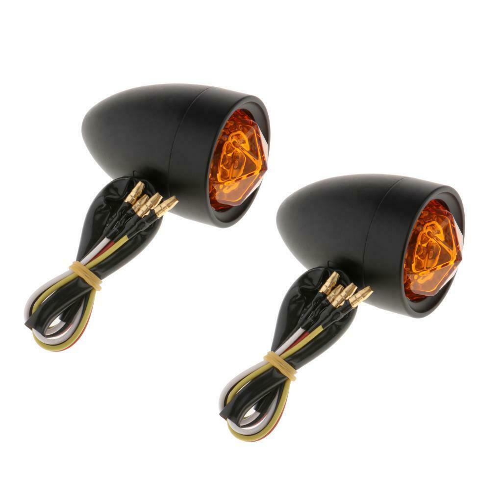 1 Pair Motorcycle Amber Turn Signals Indicator Lights High Quality Black
