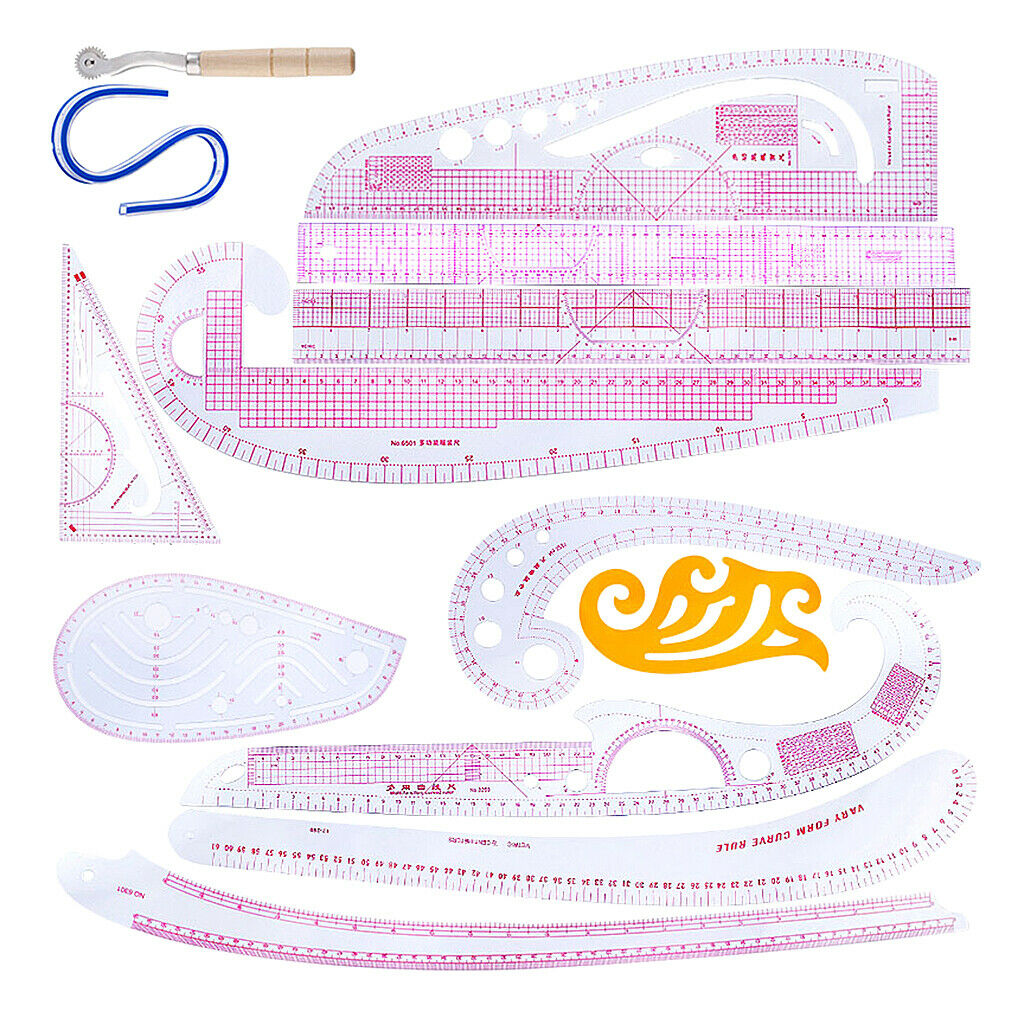 13pcs Multi-Style Design Drawing Comma Line Straight French Curve Ruler Set
