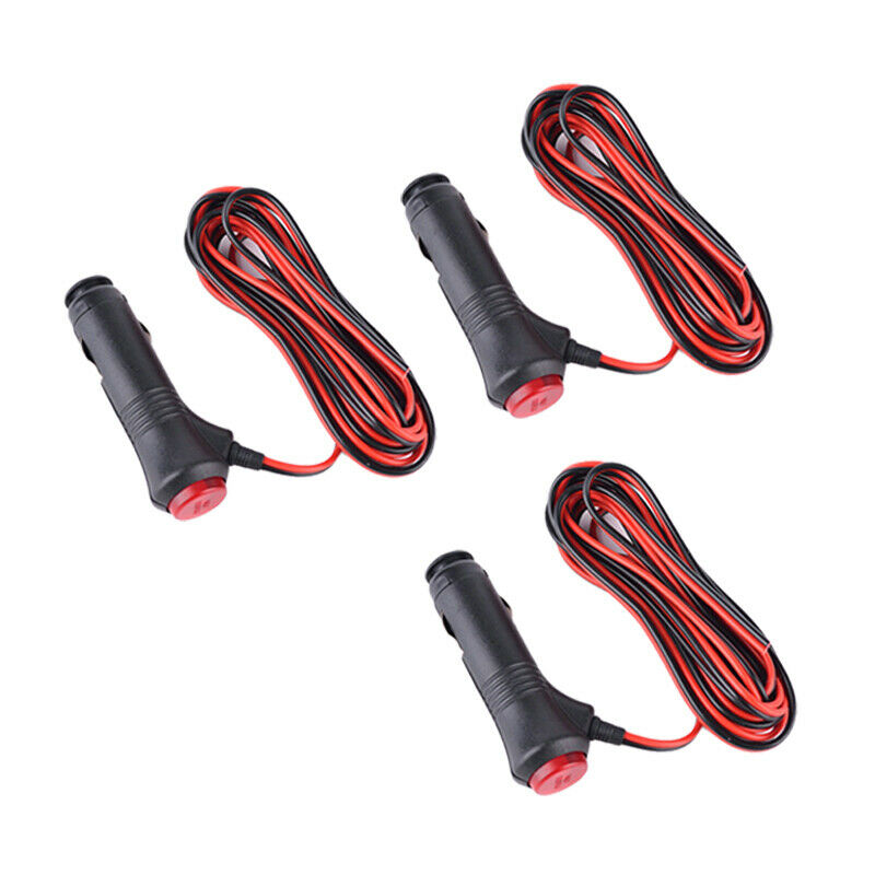 3pcs 1.5m 12V 24V Car Cigarette Lighter Power Supply Cord Connector +Switch