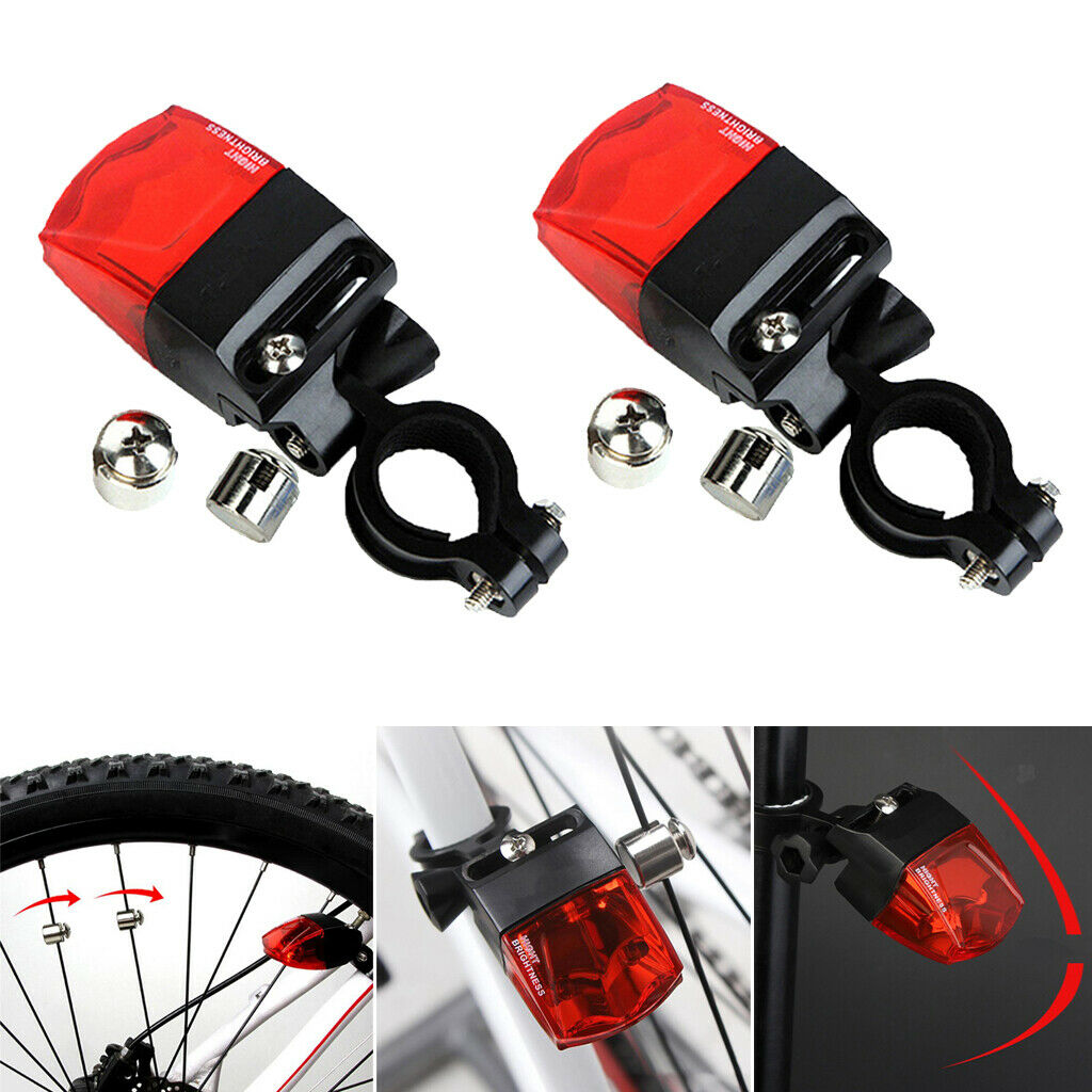 2x IPX4 Self-Powered Bicycle Bike Tail Light Rear Light Cycling Flashlight