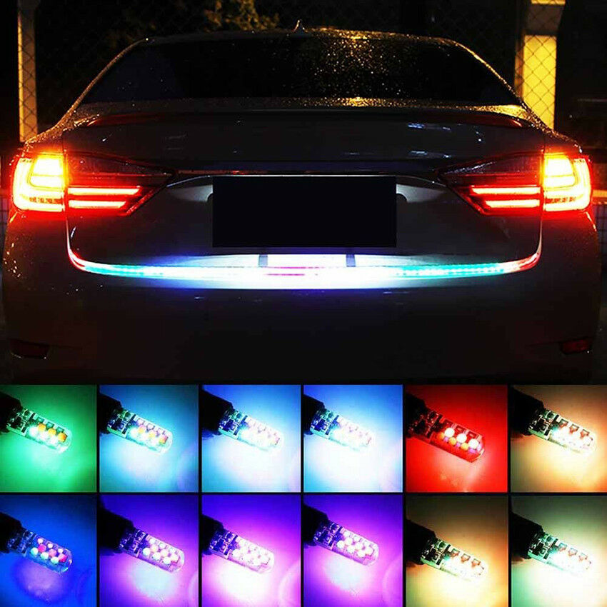2pcs T10 RGB LED Bulbs 6SMD Remote Controller Flash/Strobe Wedge Light Bulbs