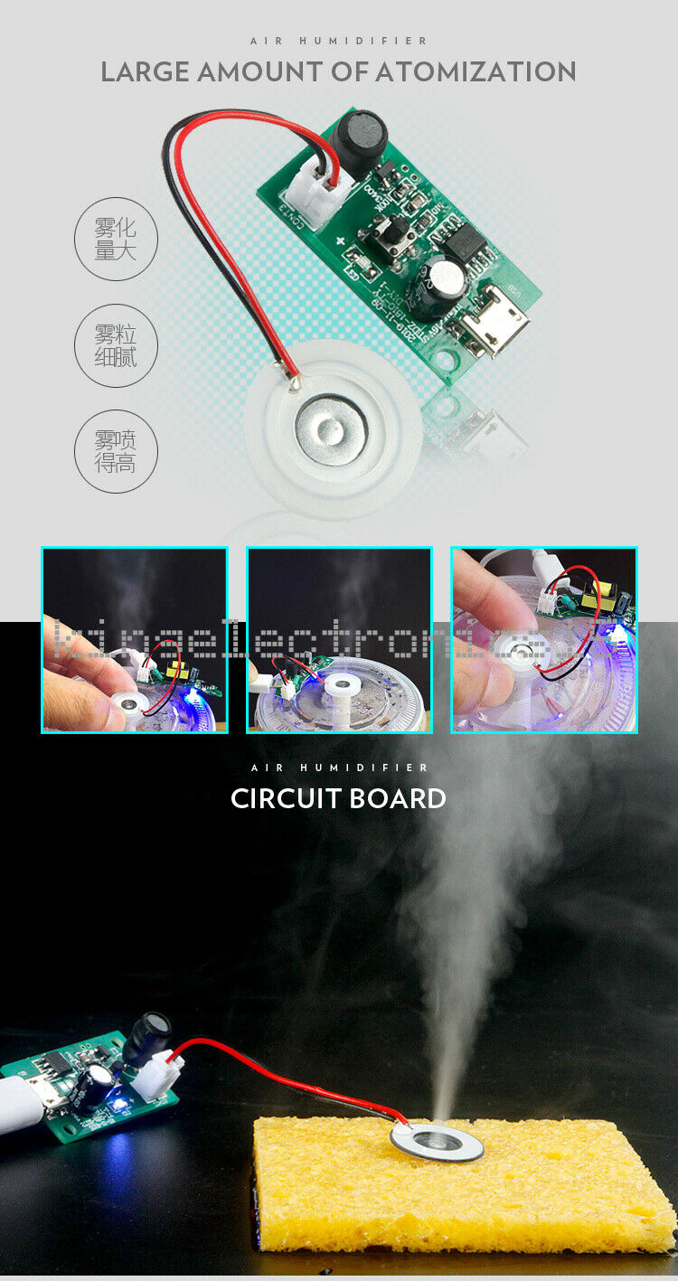 USB Mini Humidifier Mist Maker Driver Circuit Board Fogger Atomization Film NEW