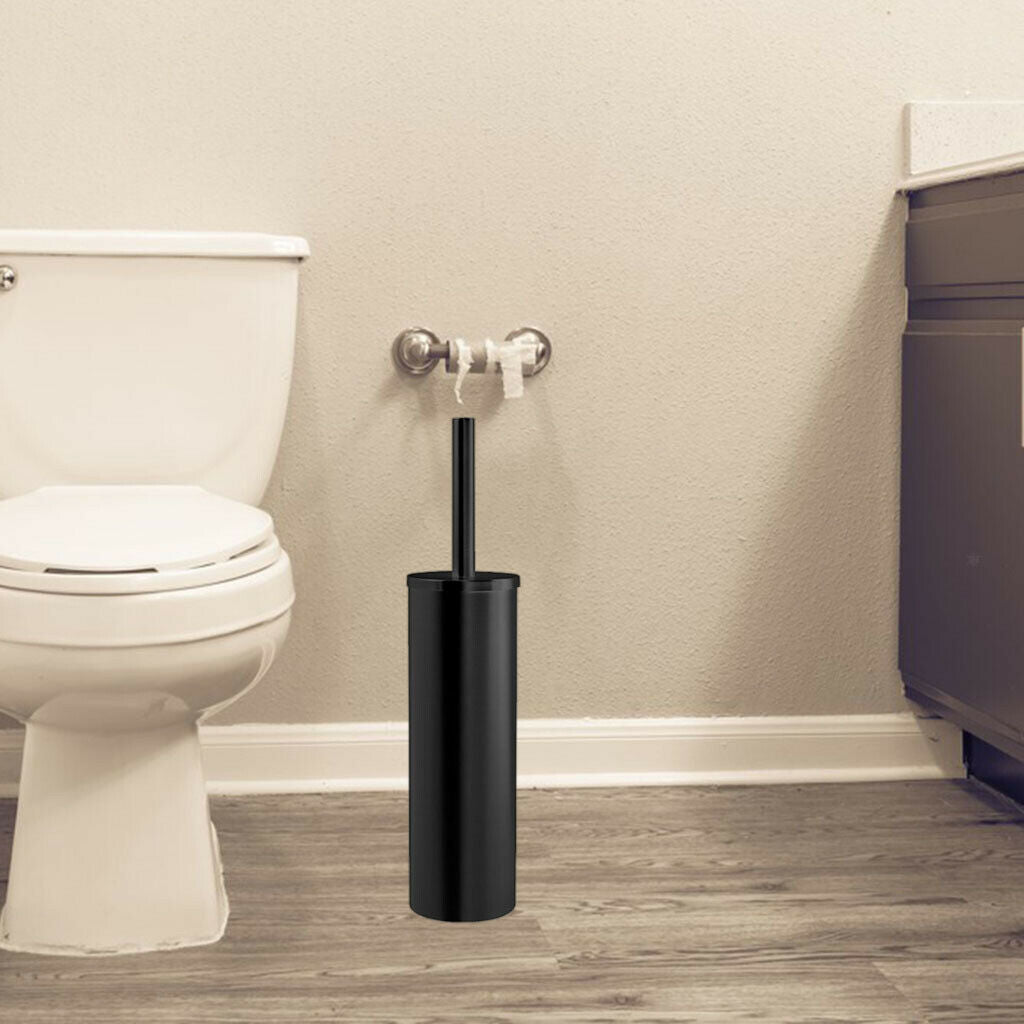 Minimalist Black Toilet Brush with Holder Set Cleaning for Bathroom Tools