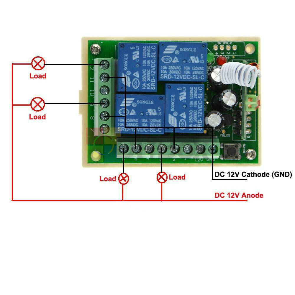 DC12V 4 Channel 10A Relay Wireless RF Remote Control Switch Transmitter Receiver