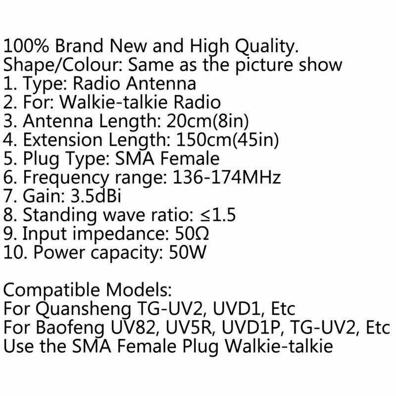 Collapsible 8-45" Telescopic Antenna SMA Female FM Radio VHF 136-174MHZ 20-150cm