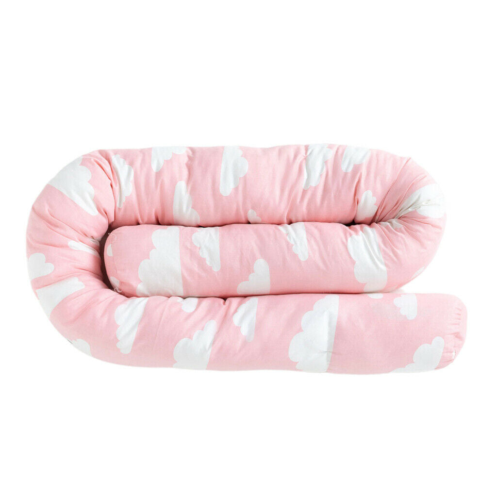 Baby Long Bumper Pillow Unisex Multipurpose Pads for Newborn Infant Pink Clouds