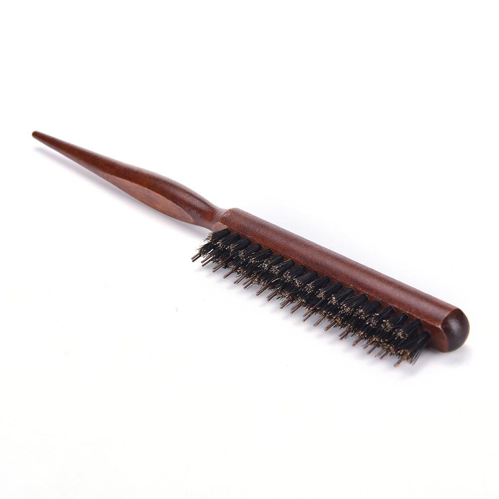 Hair Brush Wood Handle Boar Bristle Beard Brush Comb Detangling Straighten.l8