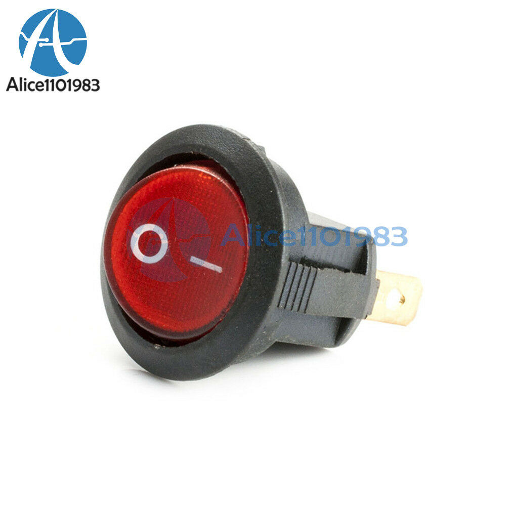 5Pcs 6A/250V 10A/125V Mini 3 Pin Round Red SPDT ON-OFF Rocker Switch Snap-in