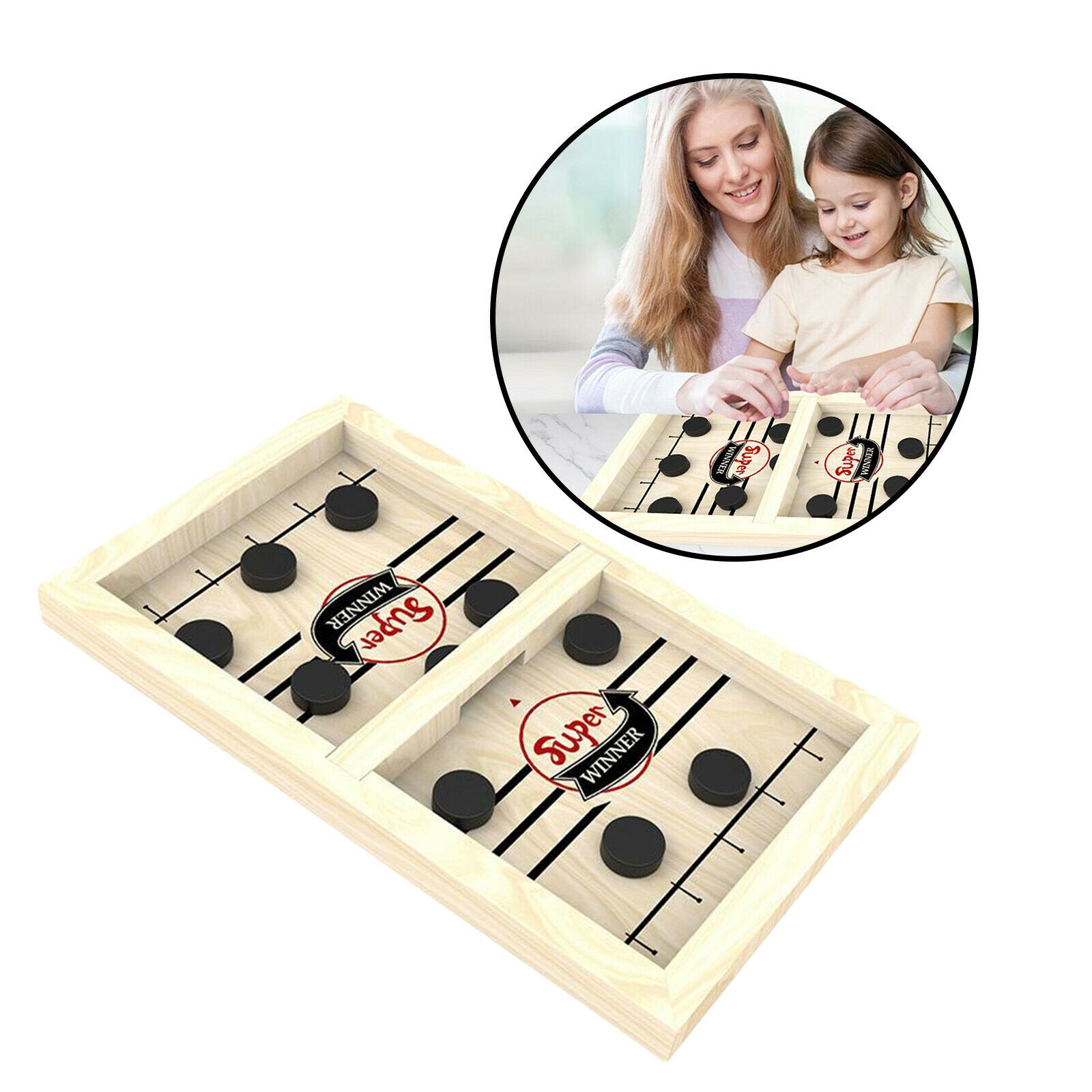 Wooden Foosball Ice Hockey Game Tabletop Battle Board Game Bounce Chess Toys for