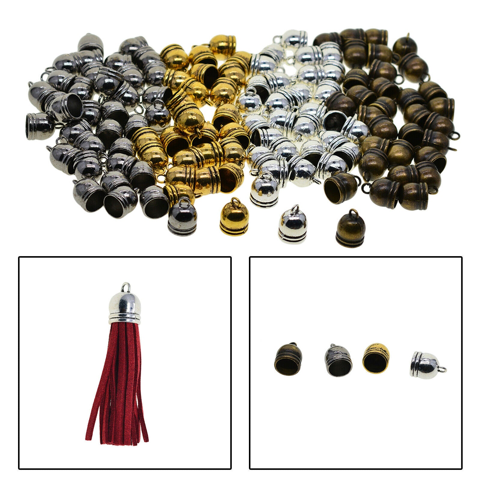 100Pcs Cord End Caps 10mm Leather Earring Making Alloy Clasps Terminators