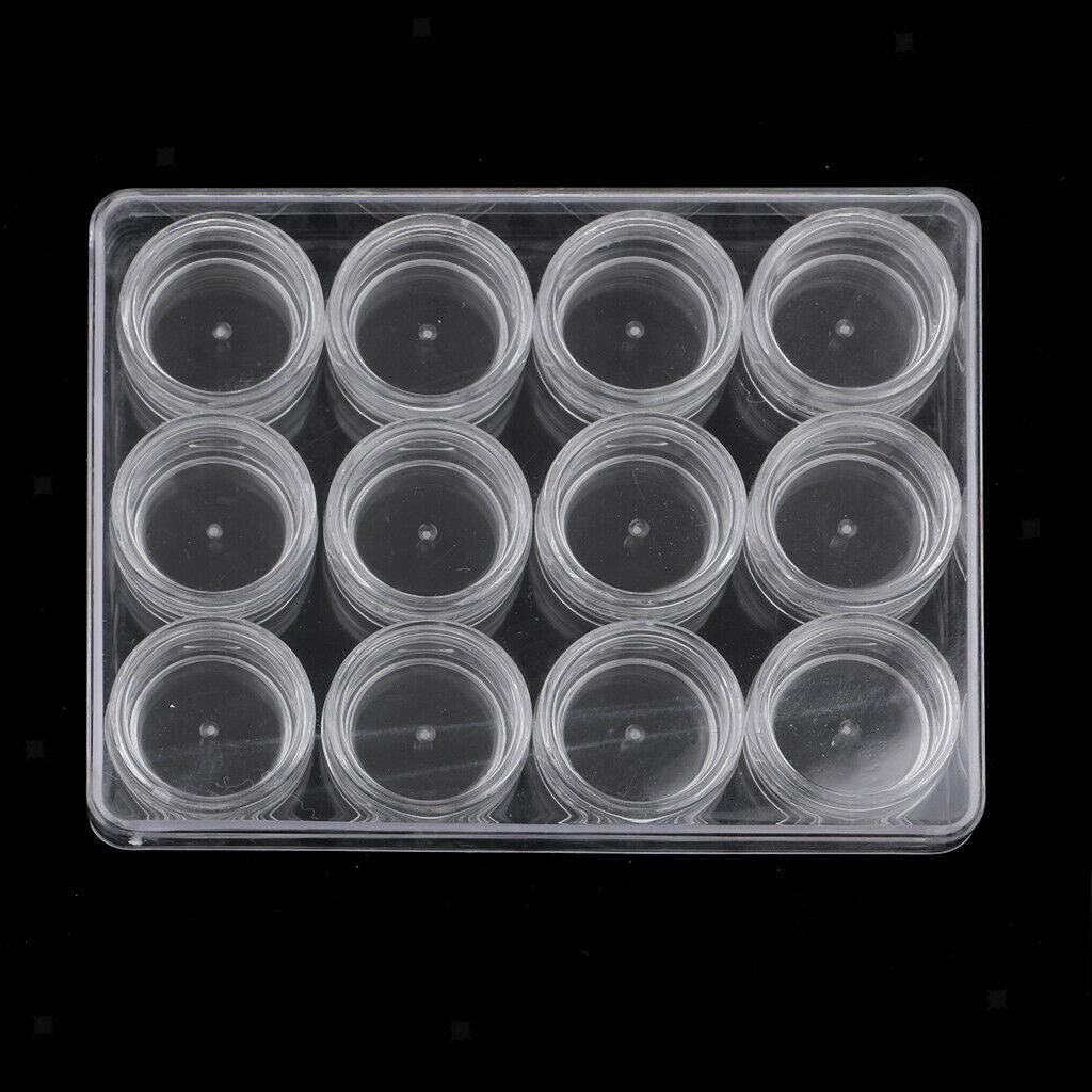 Empty 12 Space Nail Art Tips Decor Rhinestones Beads Storage Clear Box Case